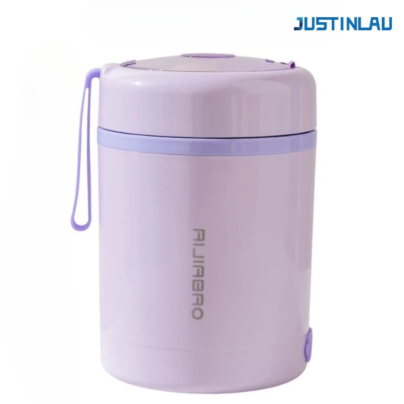 JUSTINLAU 600 ml USB elektrische verwarming lunchbox 304 roestvrij staal + PP draagbare voedselverwarmer met lepel voor werk- en campinggebruik