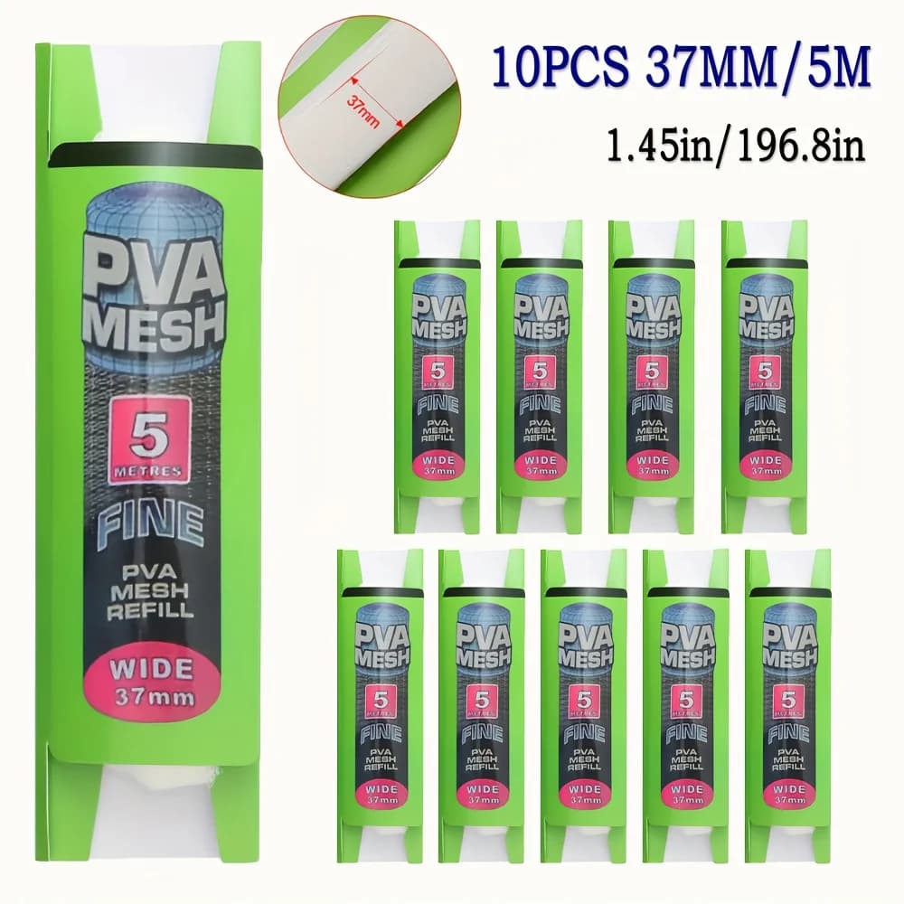 10 stks 5 m PVA Vissen Mesh PVA Vissen Tas Mesh Wateroplosbare Mesh Karpervissen Feeder Val Aas Netten Vissen Gereedschap 25mm/37mm