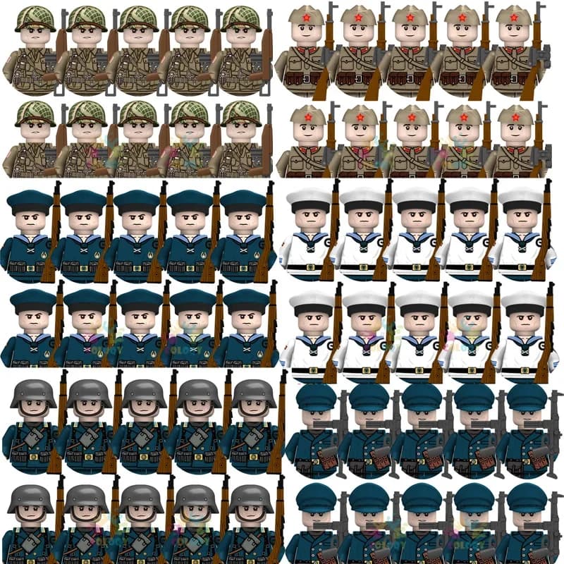 Kinderen Speelgoed 10 stks/set WW2 Bouwstenen US UK Sovjet-soldaten Mini Actiefiguren Educatief Speelgoed Voor Kinderen Verjaardagscadeautjes