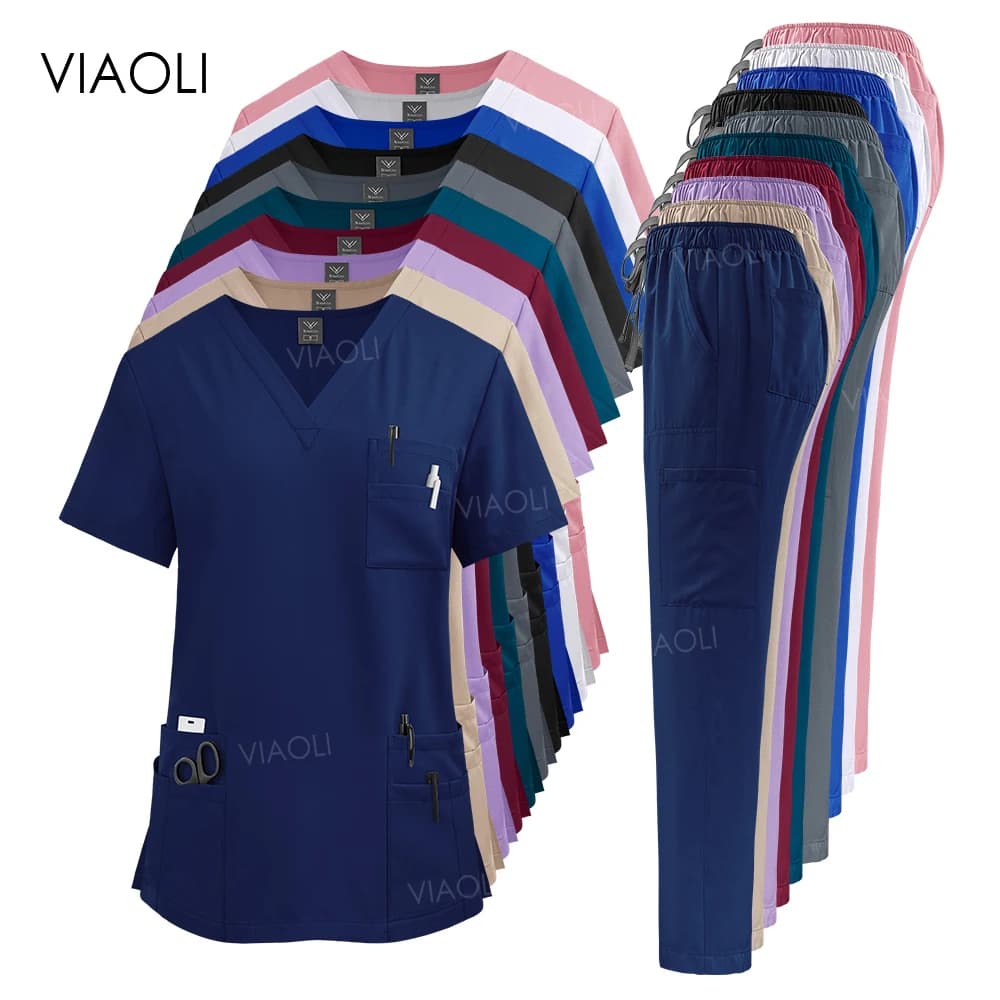 Medische Uniform Scrub Ziekenhuis Werken Scrubs Set Groothandel Verpleging Scrub Uniformen Vrouwen Gezondheidszorg Apotheek Kliniek Werkkleding