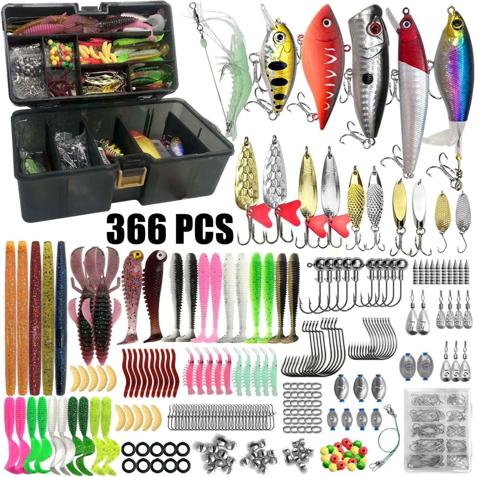 86/88/136/149/366-delige vislokset voor forel/ snoek/baars, multi-lok visset, gelaagde tackle, professionele uitrusting, tacklebox