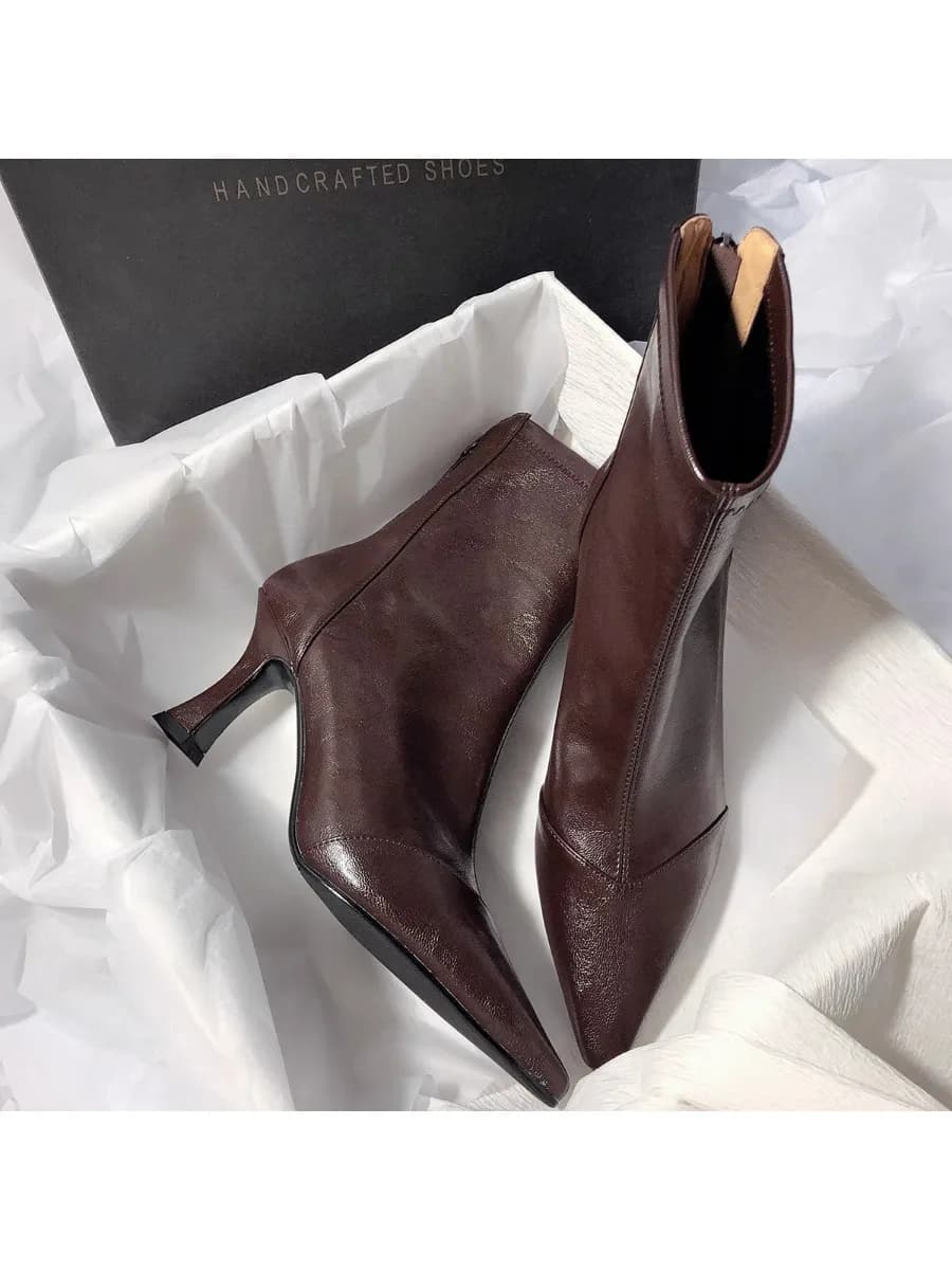 Nieuwe Mode Enkellaarsjes Vrouwen Puntschoen Slanke Korte Dames Booties Trouwjurk Schoenen Herfst Winter Zapatos Mujer