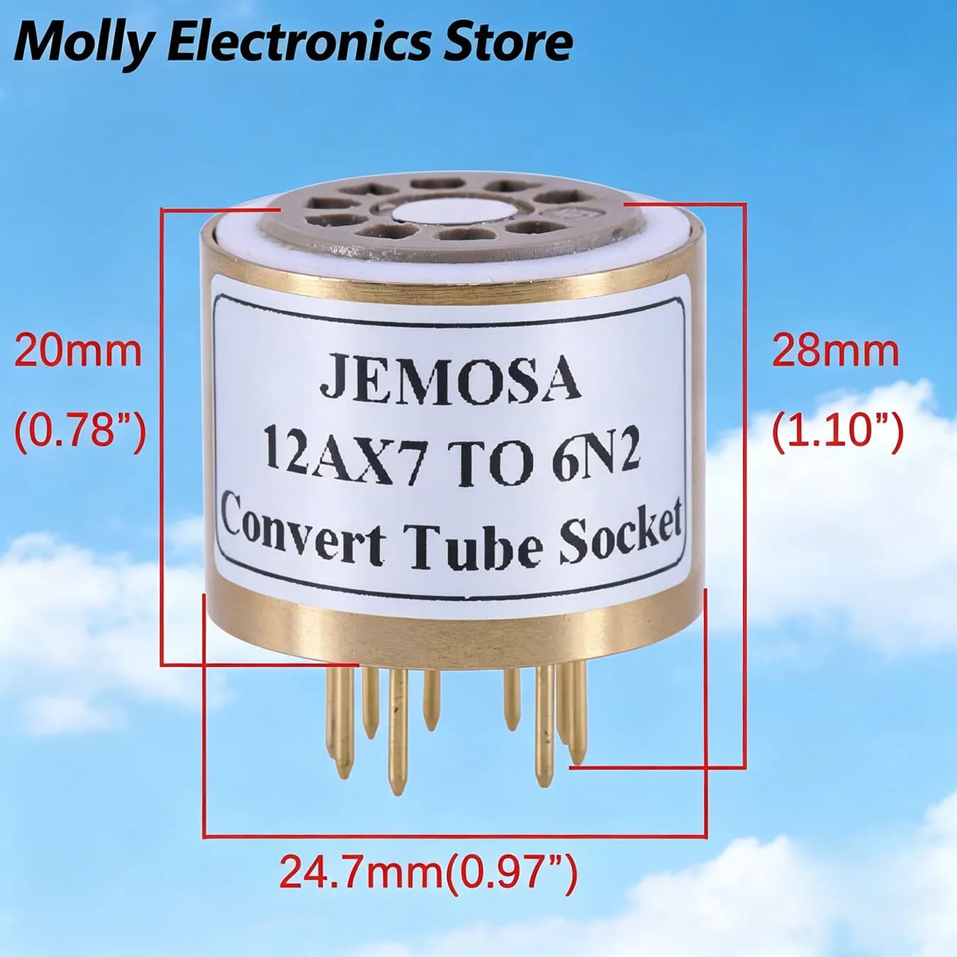 1PC JEMOSA 9PIN Tube Socket Adapter 12au7 12at7 ECC82 ECC83 12AX7 NAAR 6N2 6N6 E88CC ECC88 6922 6DJ8 Converter Buizenversterker