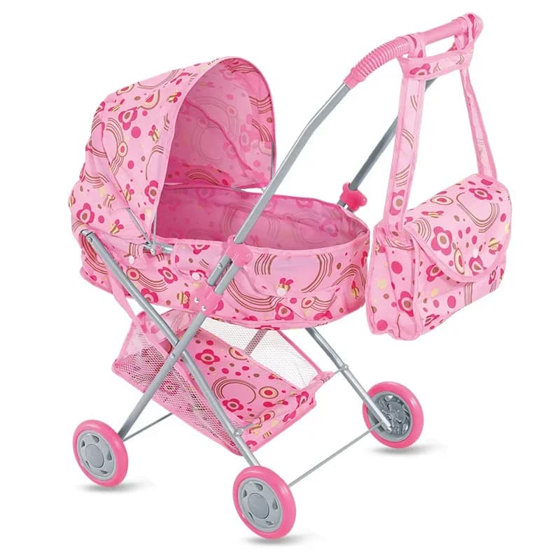 Simulatie kinderwagen trolley roze grote ijzeren pijp verdikte pop kind trolley