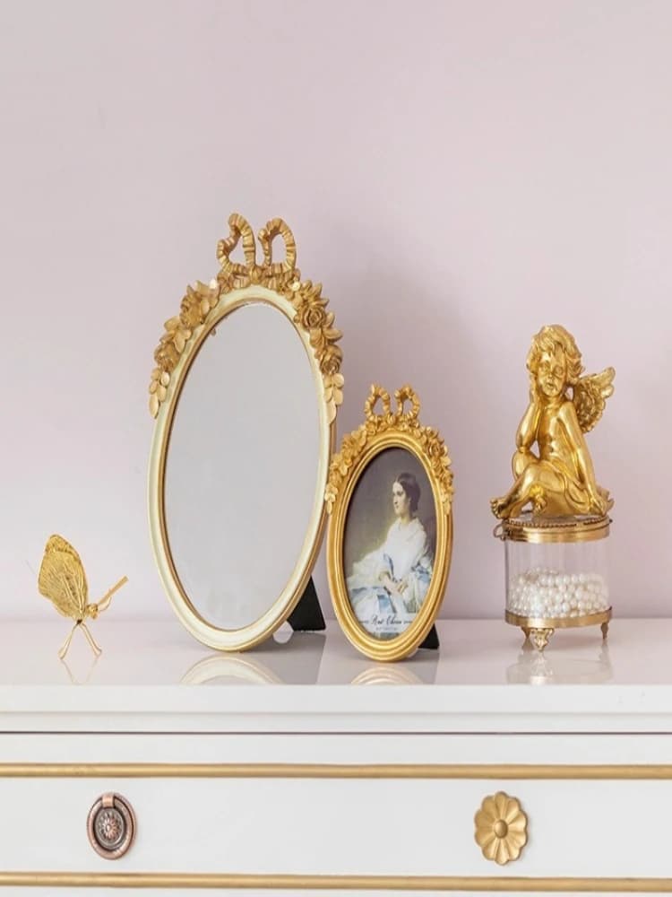 Retro boog hars gesneden spiegel woondecoratie desktop ornament kan aan de muur worden gehangen Scandinavische stijl ornament