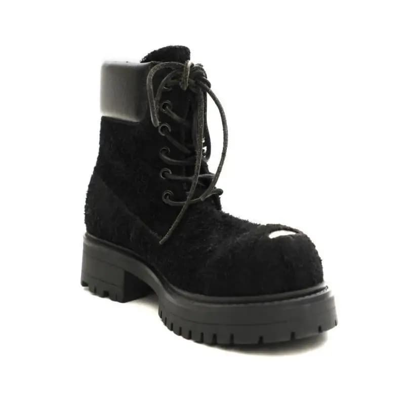 Hoogte toenemende suède laarzen met grote ronde neus Herenlaarzen Veterschoenen Hoge top Trendy stijlvolle outdoor designer handgemaakte herenlaarzen