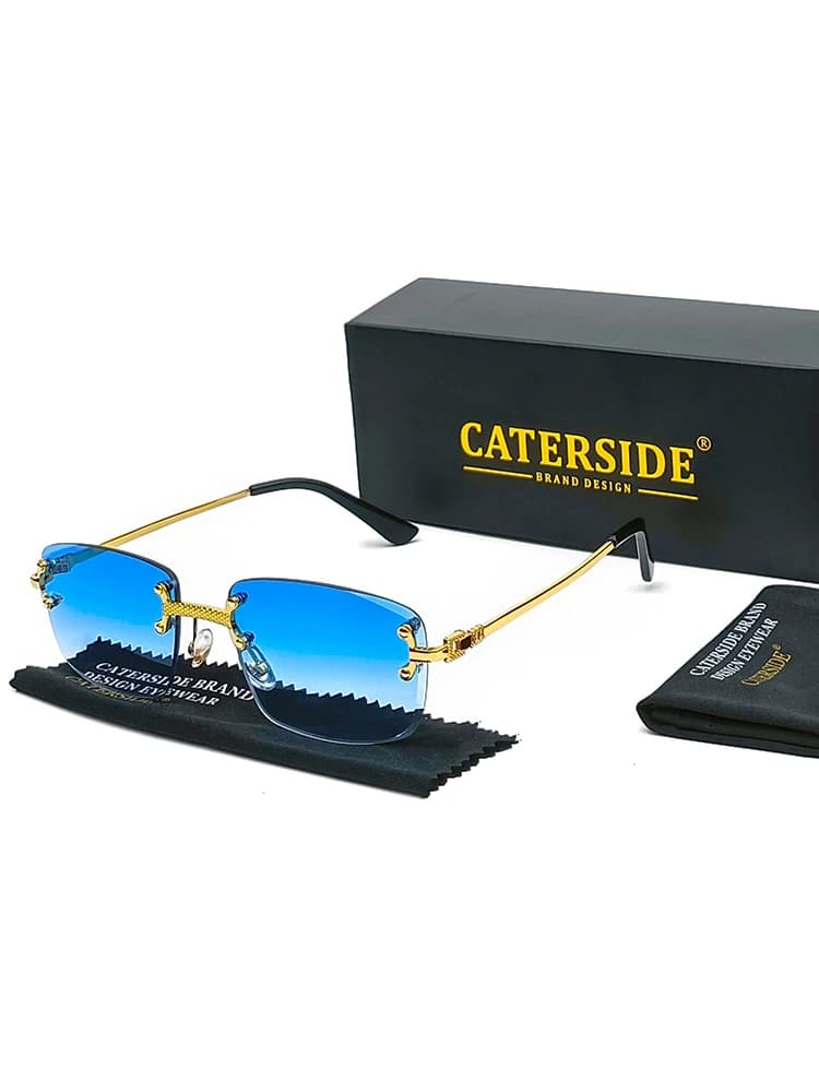 CATERSIDE Retro Randloze Vierkante Zonnebril Mannen Vrouwen UV400 Kleine Gradiënt Zonnebril Voor Mannen Populaire Hoge Kwaliteit Party Brillen