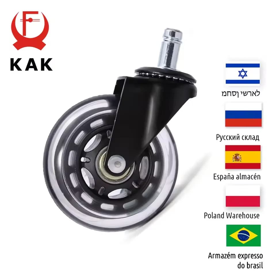5PCS KAK 3 "Universele Mute Wiel Bureaustoel Caster Vervanging 60KG Wielen Rubber Zachte Veilige Roller Meubels wiel Hardware