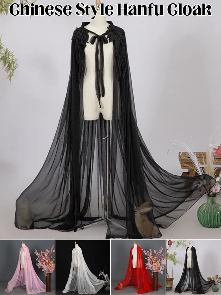 Vrouwen Elegante Hanfu Cape Fee Veer Cape Traditionele Chinese Stijl Tang Song-dynastie Lange Mantel Oude Cosplay Kostuum
