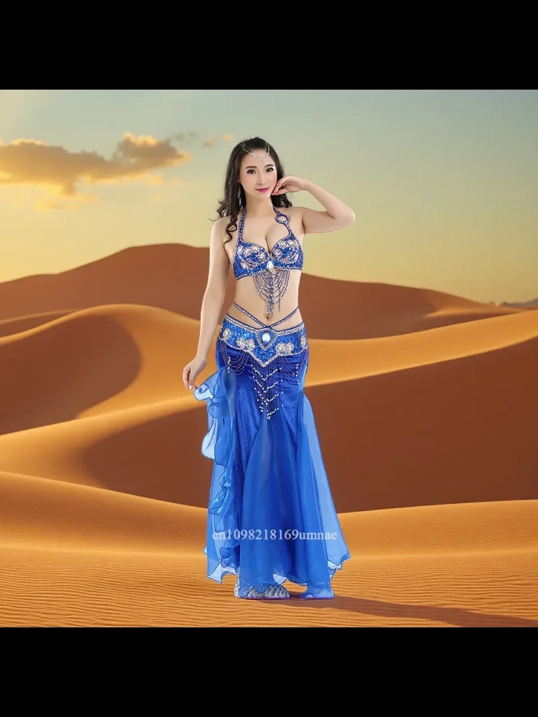 Vrouwen Sexy Buikdans Kralen Top Beha Riem Skit 3 stuks Buikdans Kostuum Outfit Set Vrouwelijke Bollytwood Dans Kostuum