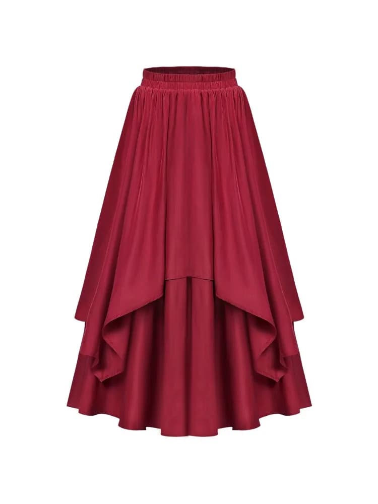 2026 Halloween-kostuums voor dames, rokken in Victoriaanse stijl, asymmetrische renaissance lange jurk, middeleeuwse elegante rok met hoge taille