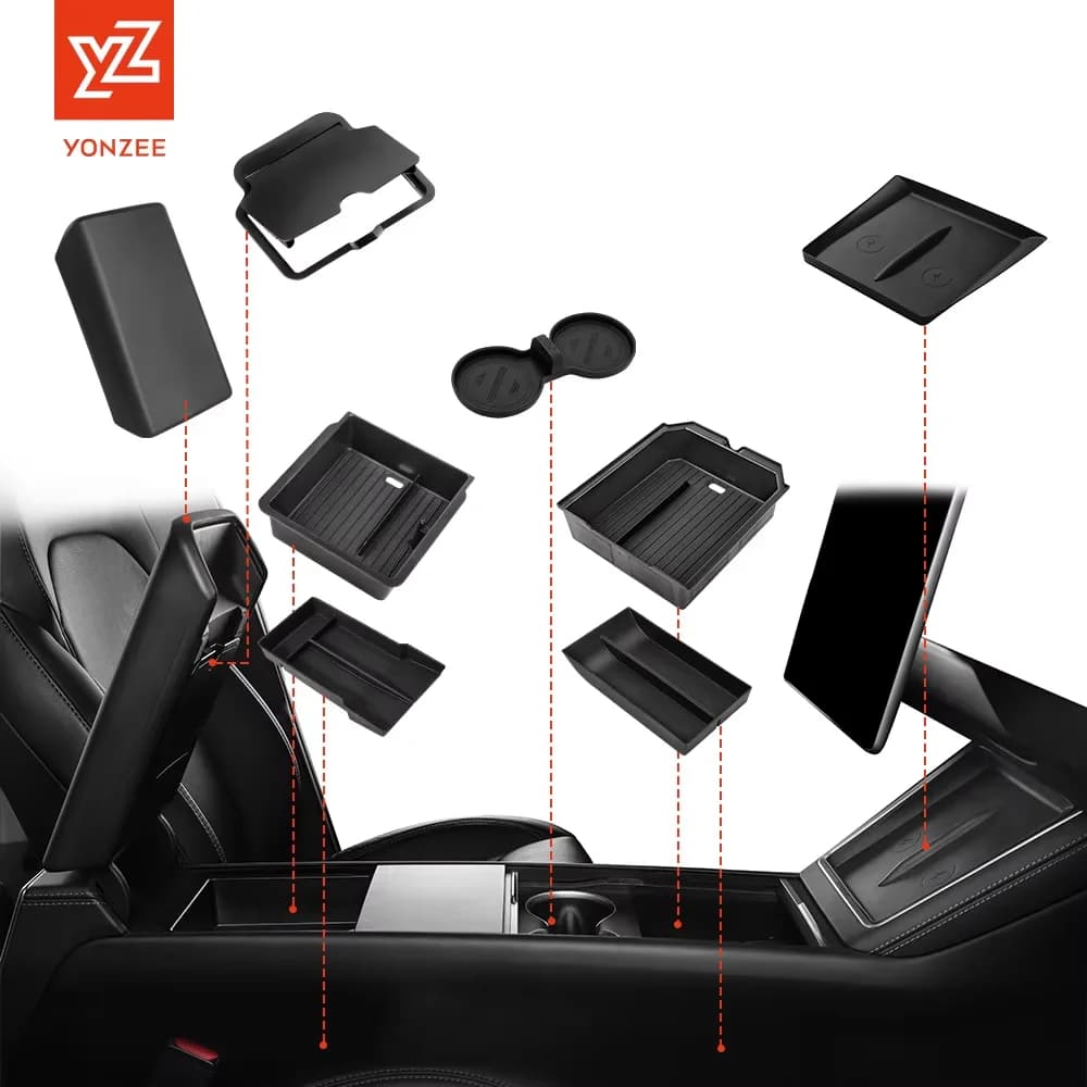 Voor Tesla Model 3/Y/YL Highland Juniper 2026 Middenarmsteun Verborgen Opbergdoos Bekerhouder Console Organizer Box Accessoires