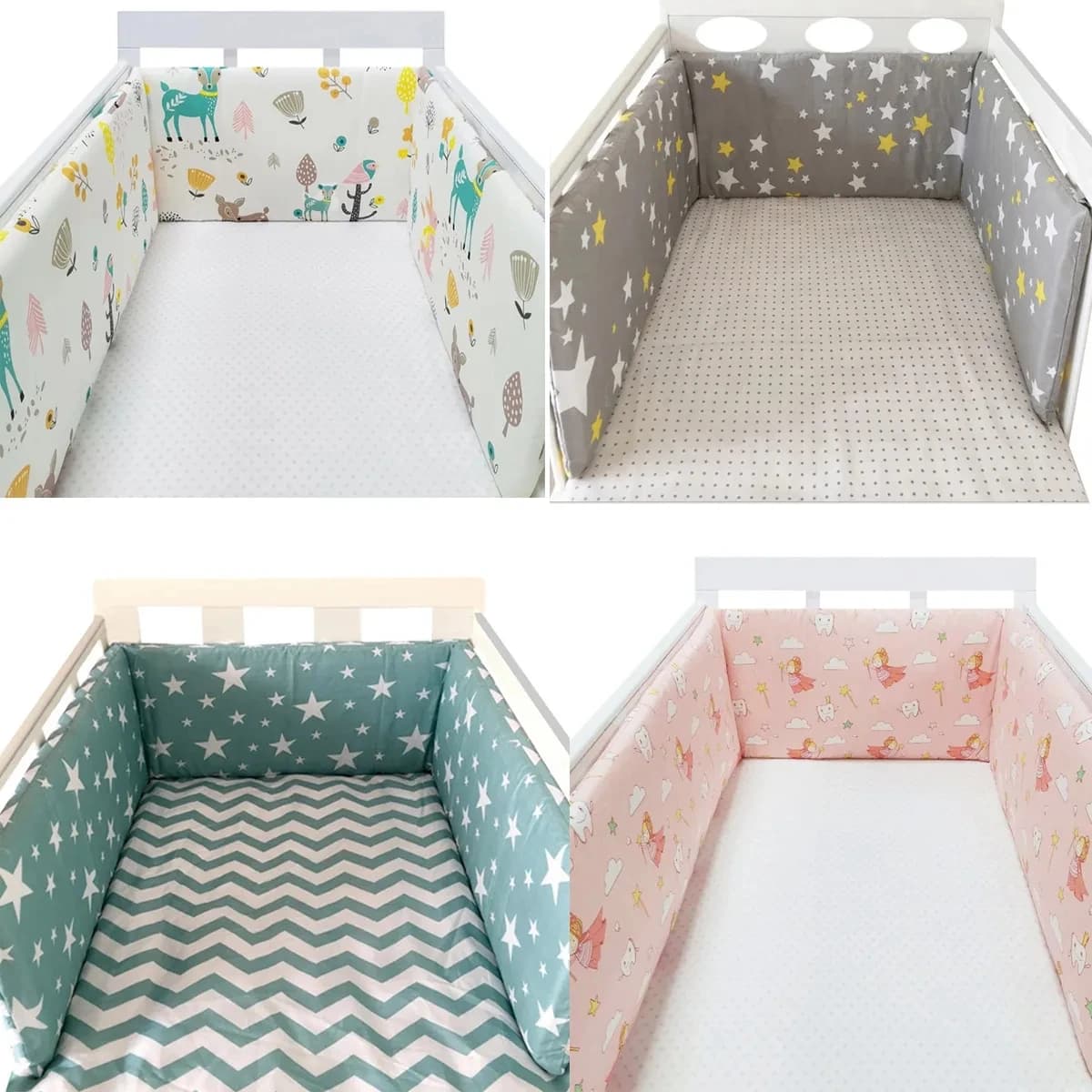 Nordic Sterren Babybed Dikker Bumpers Rits Ontwerp Een stuk Wieg Rond Kussen Cot Protector Kussens 200*30 CM