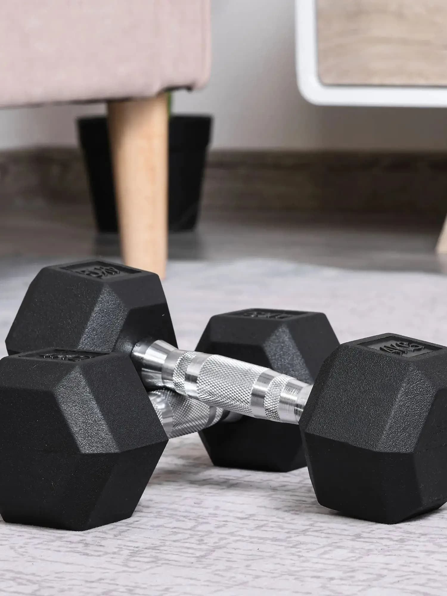 Homcom halterset van 4 kg met metalen verbindingsstang en zeshoekige kopgewichtset 8 kg totaal voor training