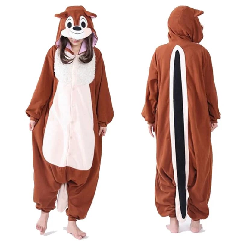 Nieuwe Disney Anime Chip & Dale Nieuwe Pyjama Cartoon Jumpsuit Leuke Bloem Geest Muis Vrouwelijke Winter Pyjama Anime Periferie