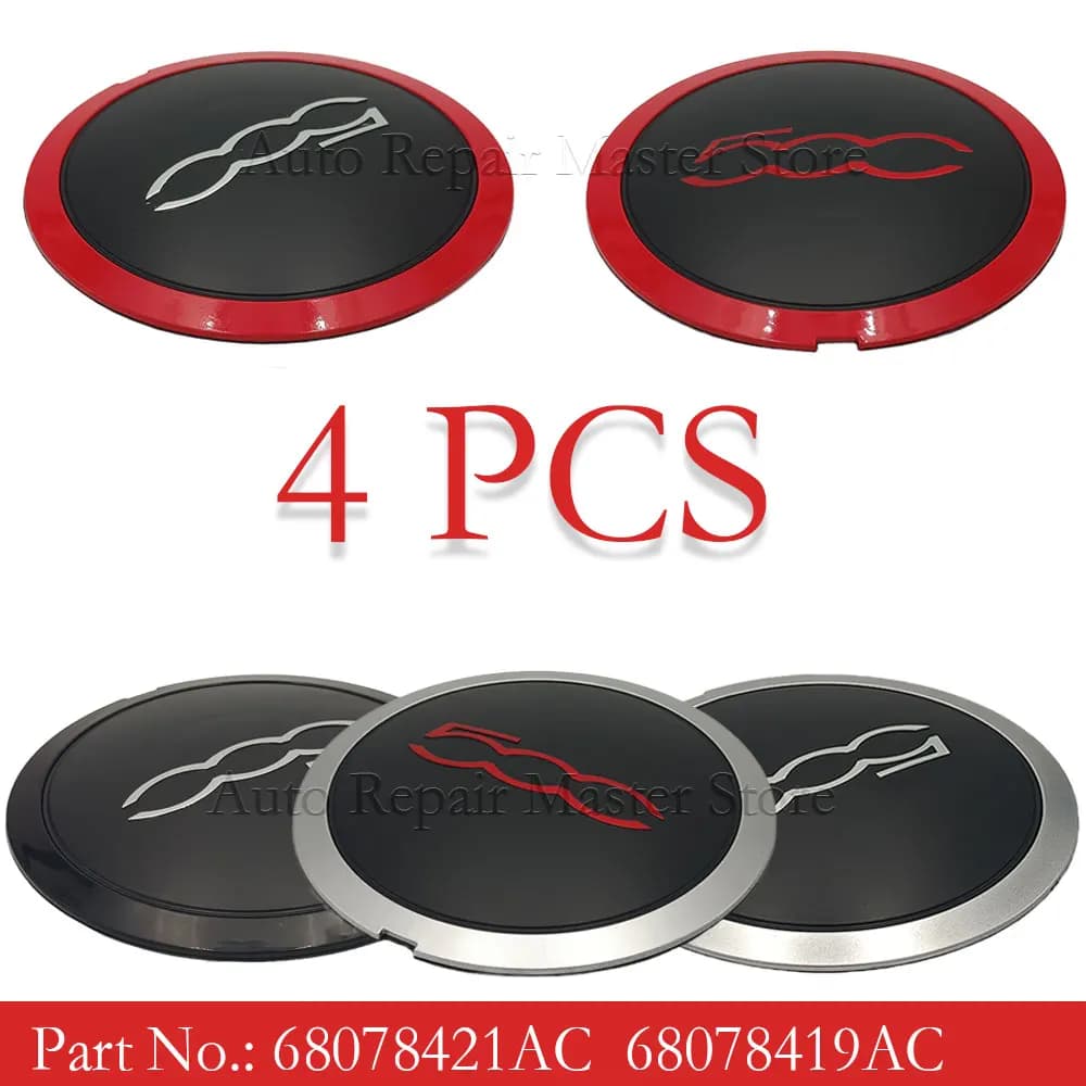 51884863 68078419AC 68078421AC 4 STUKS 133mm Wieldop Wielen Center Naafdoppen Set Stofkap Wielnaafdop Vervanging voor Fiat 500