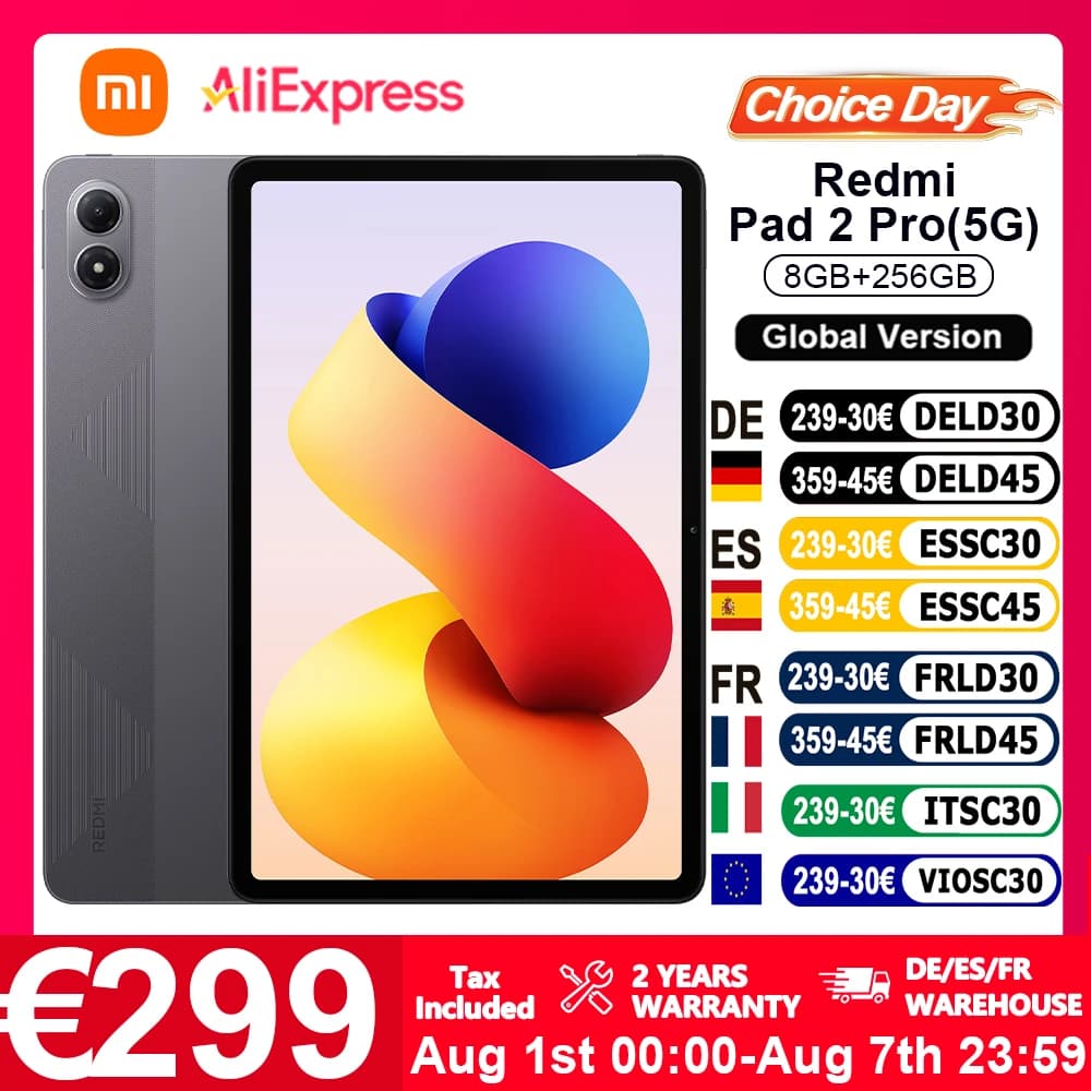 Globale versie Xiaomi Redmi Pad 2 Pro 5G 12000mAh batterij 12,1 inch 2.5K kristalhelder scherm 8GB 256GB Flexibele 5G-connectiviteit 5G+eSIM Xiaomi