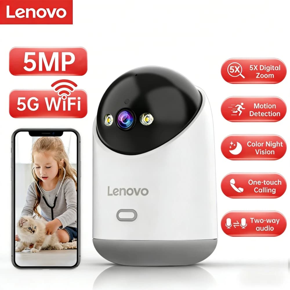 Lenovo 5MP 5G WiFi-camera Indoor Home Security IP Smart Baby Monitor Camera Kleur Nacht Auto Tracking Videobewakingscamera