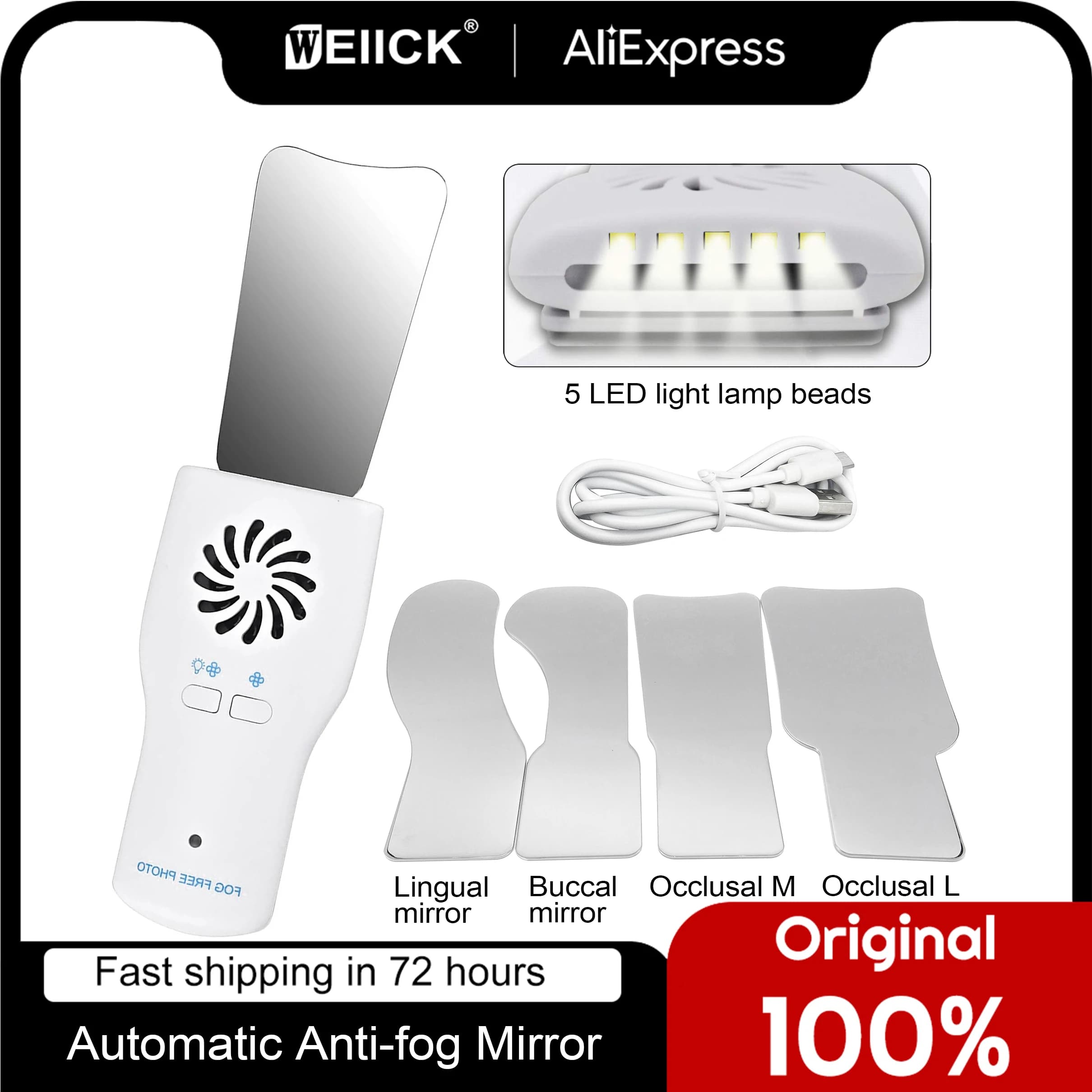 WellCK Tandheelkundige Automatische Anti-Fog Spiegel Voor Orale Fotografie Reflector Ontwaseming Spiegel Orthodontische Buccale Occlusale Lingual