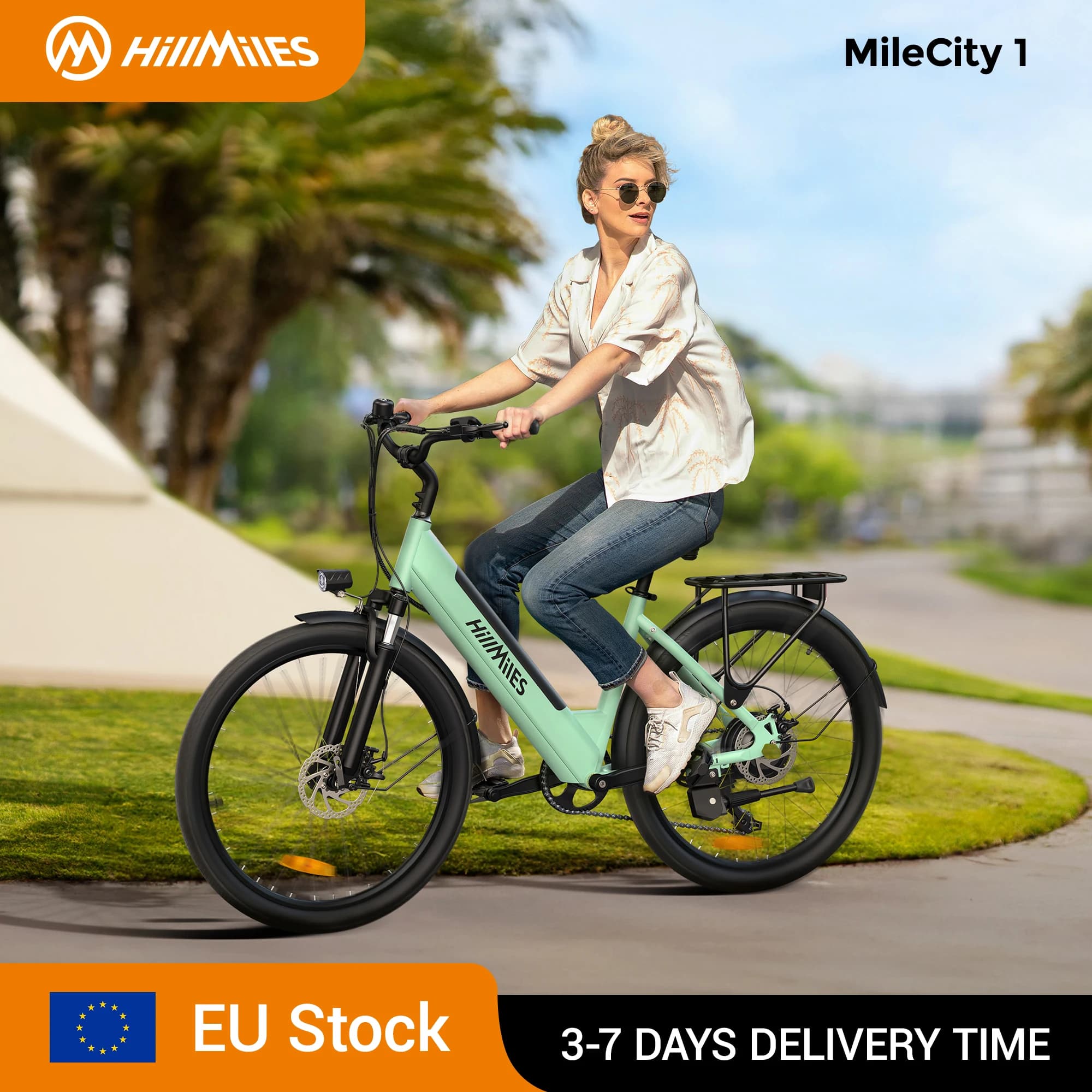 MileCity 1 26" elektrische fiets voor woon-werkverkeer, bereik 120 km, 250 W, 36 V 13 Ah batterij, snelheid 25 km/u, 7 versnellingen, schijfremmen