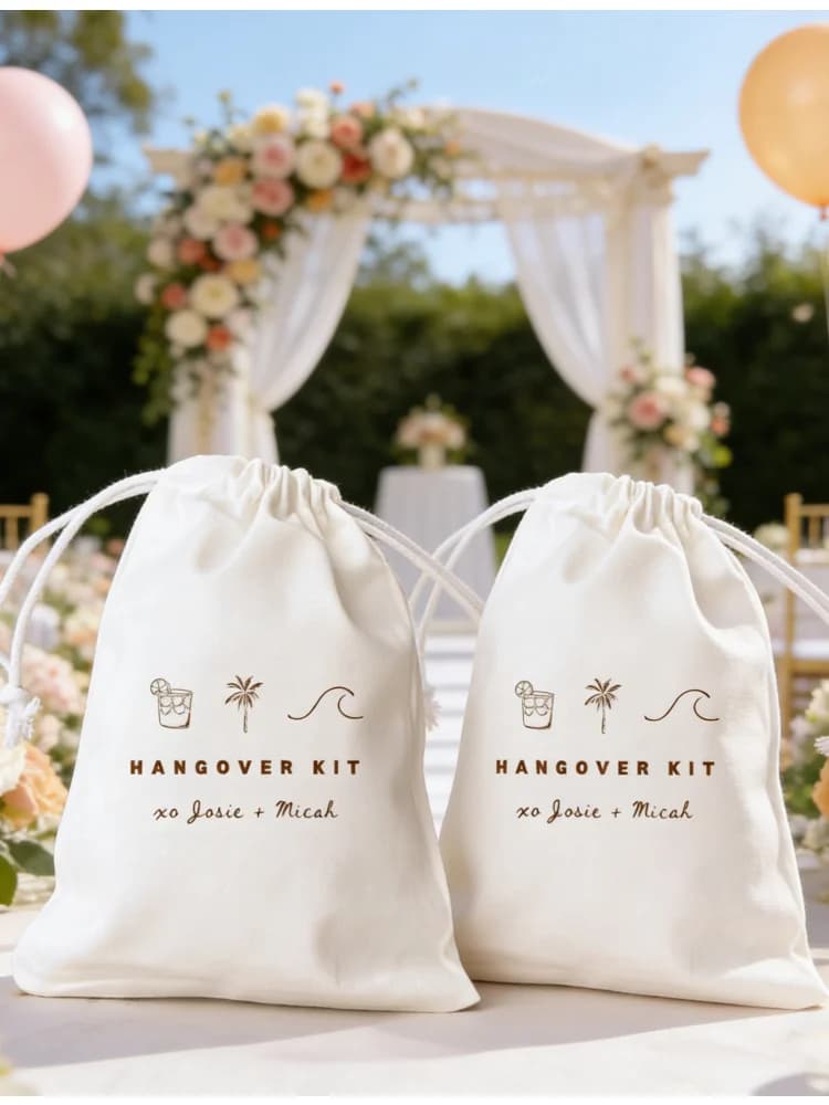 25 stuks gepersonaliseerde bruiloft & vrijgezellenfeest hangover kit tassen - gepersonaliseerde herstel-cadeautjes voor gasten