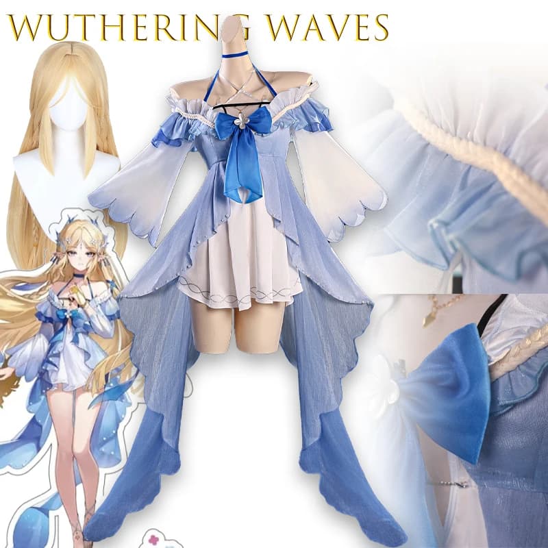 Cartethyia Cosplay Kostuum Volledige Set Badpak Wuthering Waves Dreamtide Fanart Sexy Outfit voor Halloween Party