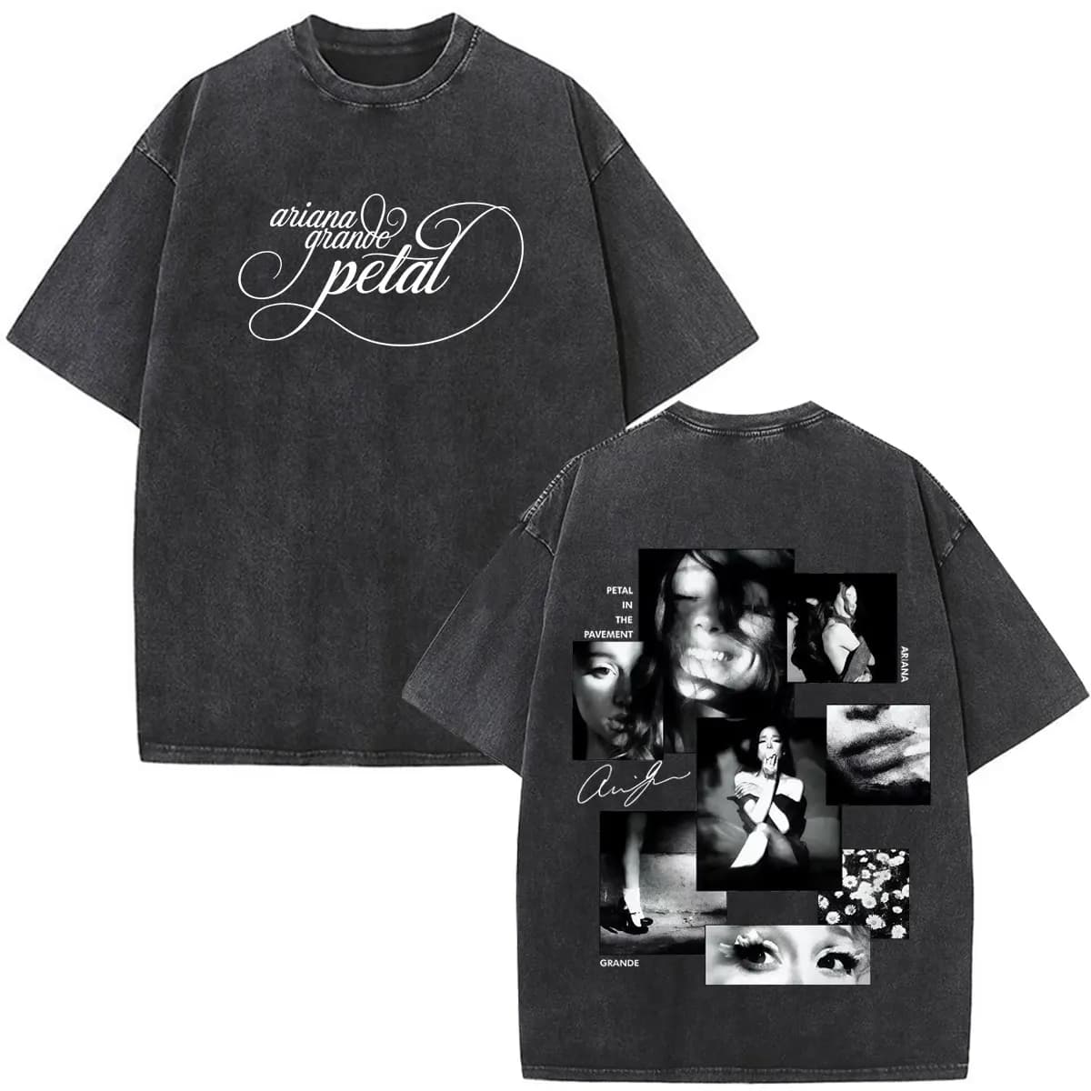 Ariana Grande Album Petal 2026 Print Vintage Gewassen Tees Mannen Vrouwen Mode T-shirt Korte mouwen Losse Katoenen Oversized T-shirts