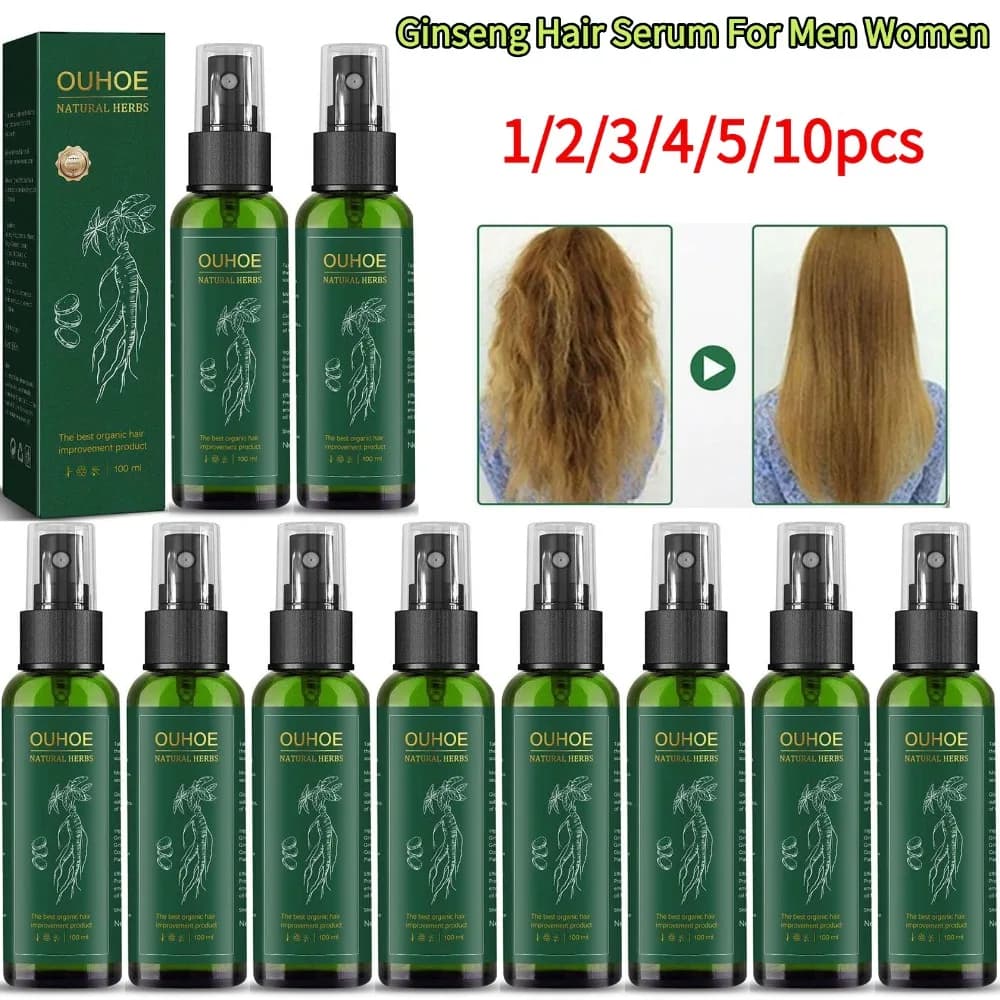 100ml Ginseng Haar Serum Voor Mannen Vrouwen Voedt Hoofdhuid Versterken Wortel Reparatie Beschadigd Haar Kruidenkracht voor Haargroei spray