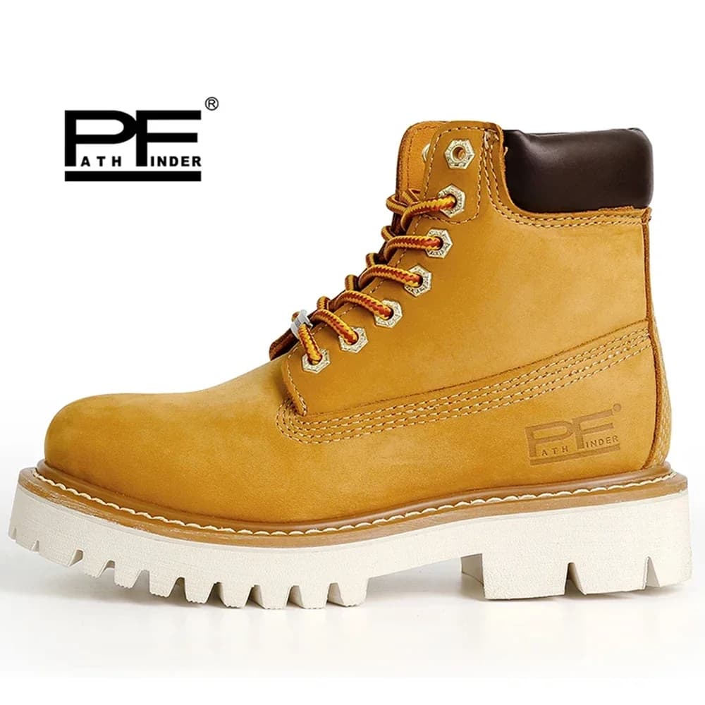 Mode heren lederen motorlaarzen Outdoor antislip slijtvaste gereedschapslaarzen Warme winter halfhoge laarzen Dames