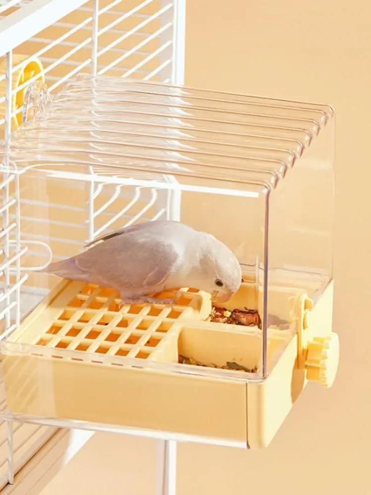 Transparante Papegaaienbad Multifunctioneel Spatwaterdicht Vogelbad Voederbak Voedselhouder Box Bodemlade Vogelbadkuip