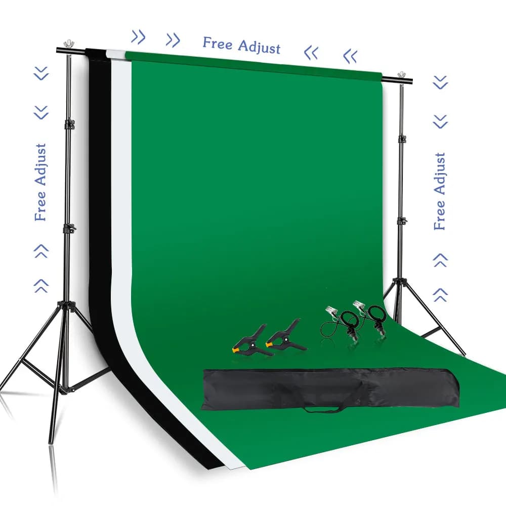 SH Fotografie Achtergrondstandaardset met verstelbaar standaardondersteuningssysteem Achtergronden voor fotostudio Chromakey Green Screen Frame