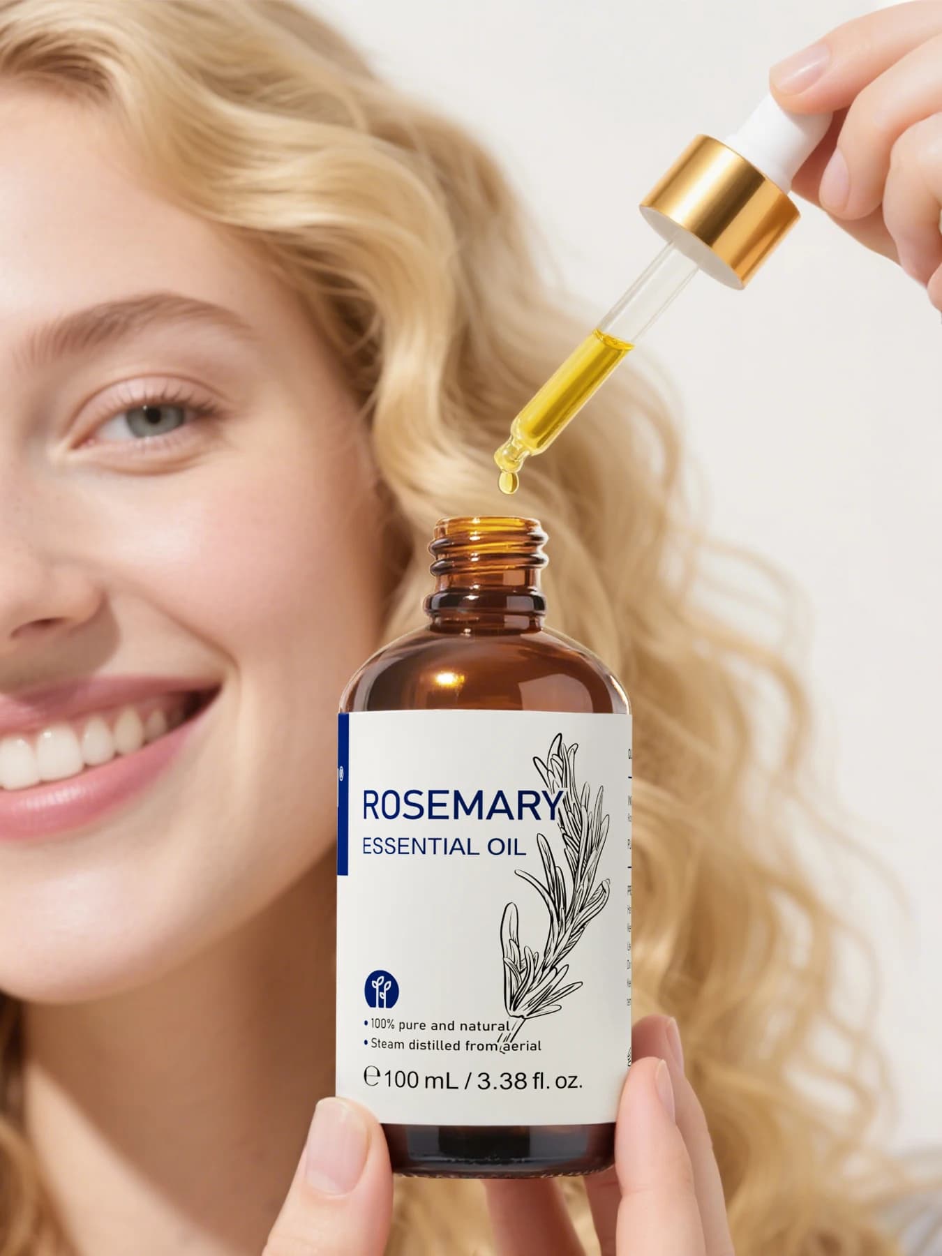 HIQILI 100% Pure Rozemarijn Essentiële Olie 100 ml voor DIY Shampoo Haargroei & Hoofdhuidverzorging Massage Pepermunt Lavendel Cederhout ​ ​