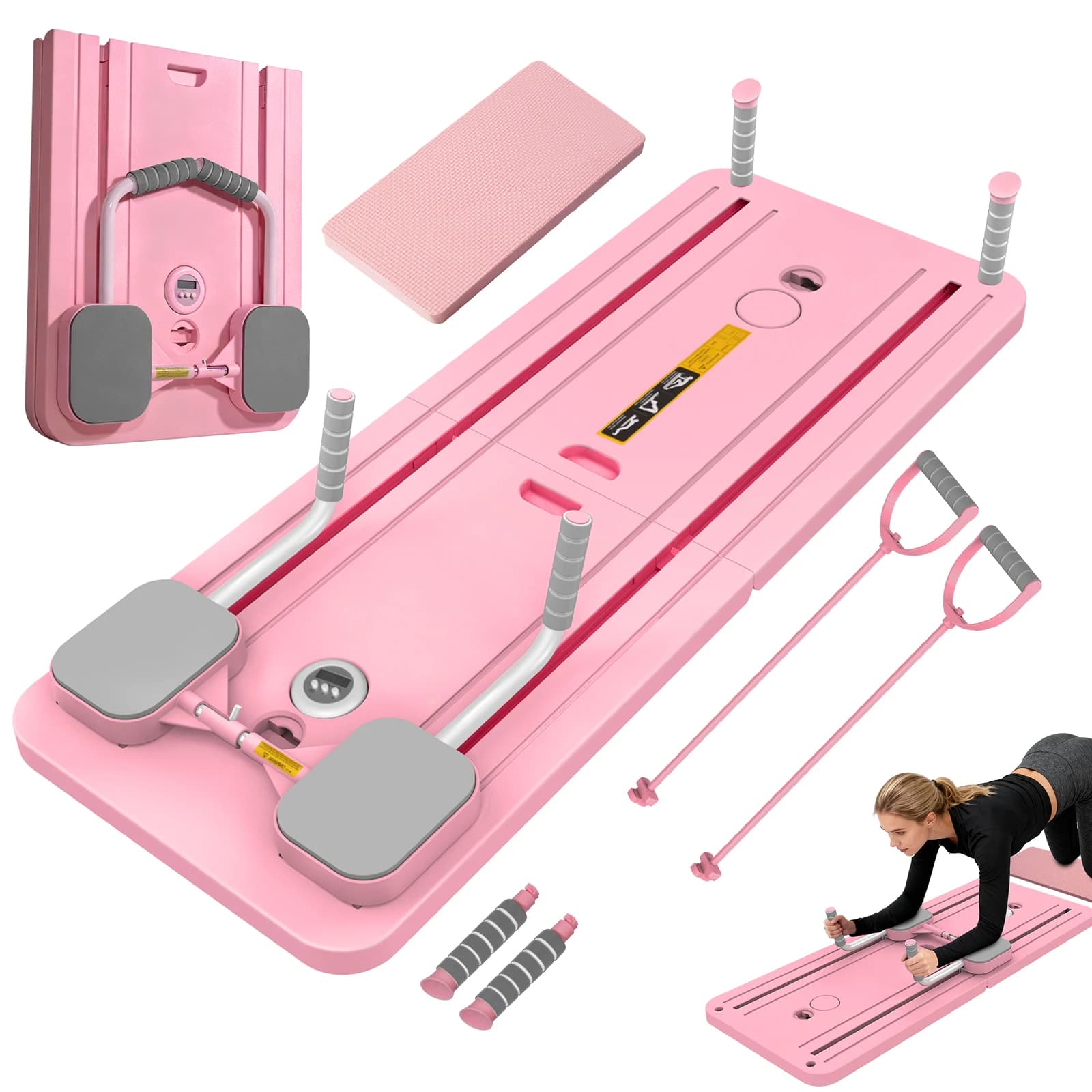 Multifunctionele buikspierfitnessplank, homegym oefenplank, pilates assistent, push-up standaard, home fitness ab roller wiel