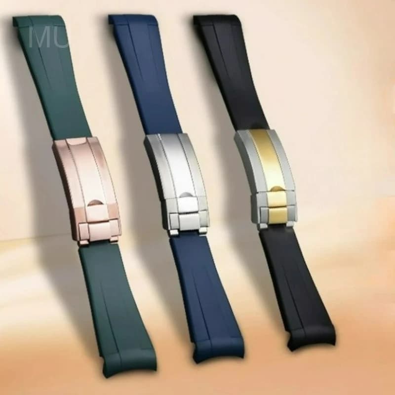 Voor Rolex siliconen horlogeaccessoires Originele GMT zwarte Submariner groene Submariner gebogen interface horlogeband 20 21 mm