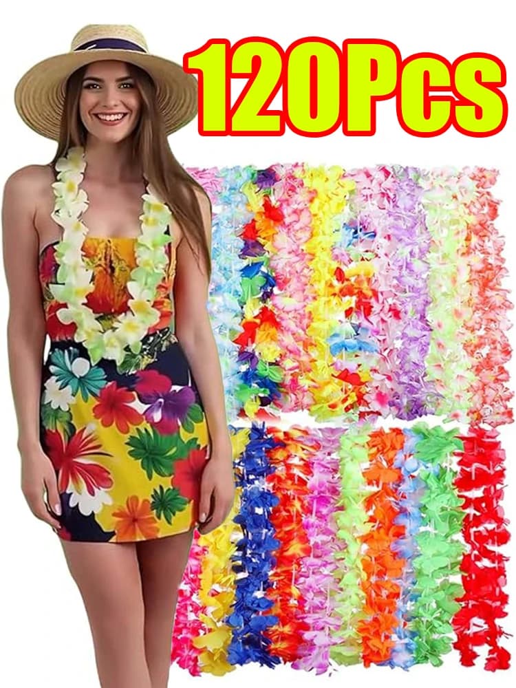 1-120 Stuks Hawaii Party Leis Krans Kunstmatige Leis Slingers Kettingen voor Luau, Strand, Bruiloft of Verjaardagsfeestje decoraties