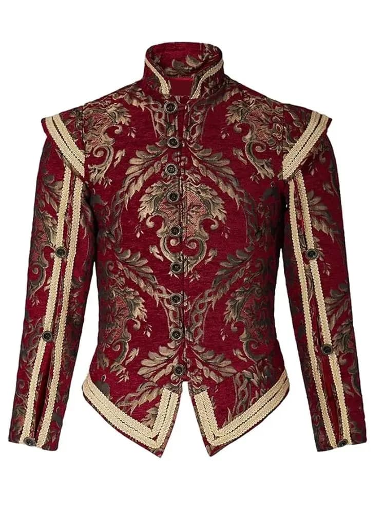 Heren Tudor jas Jas Renaissance Tudor Elizabethaanse periode Noble King Koloniaal Piratenkostuum Doublet met afneembare mouwen