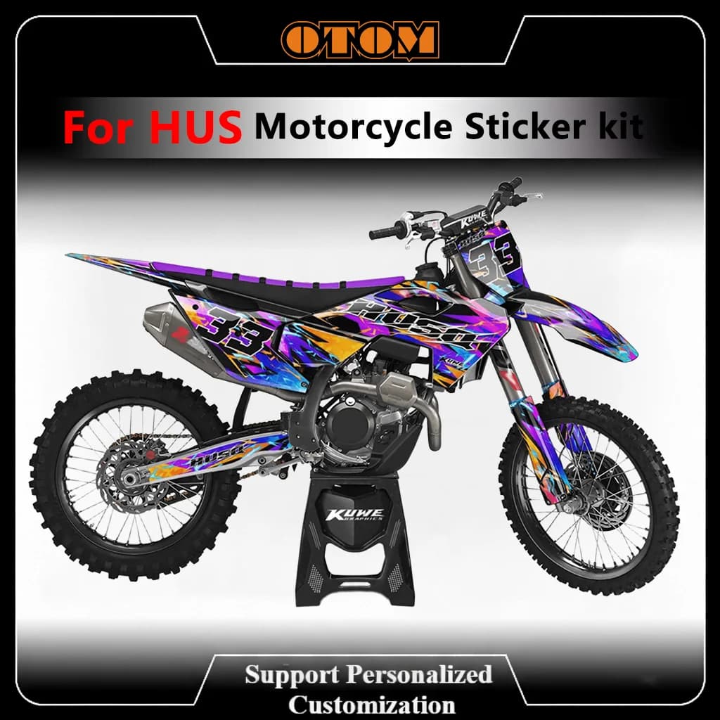 OTOM Motocross Aanpassen Grafische Decals Stickers Kit voor Husqvarna Tc Fc Te Fe 2024-2025 Holografische Chrome Grind Sticker Kit