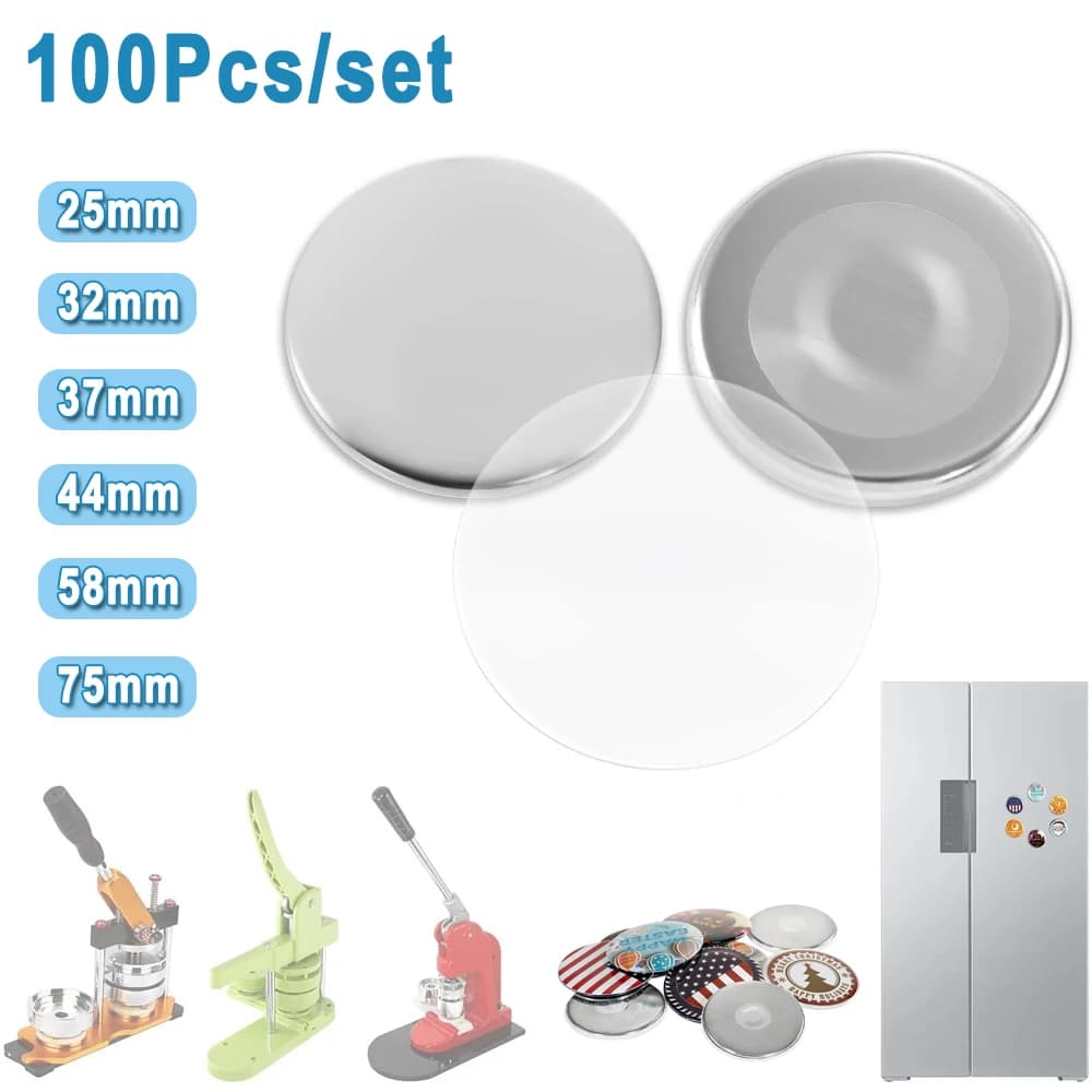 100 stuks Metalen Koelkastmagneet Maakmaterialen 25/32/37/44/58/75mm Koelkastmagneet Knop Badge Materialen DIY Aangepaste Cadeaus Knutselwerk
