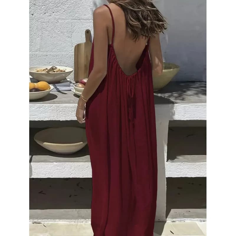 Nieuwe collectie dames strapless rugloze lange losse huisjurk comfortabele slaapkledij casual maxi jurk