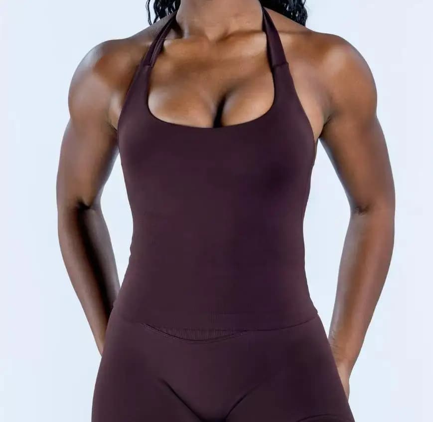 DL 0GO Lange Top met Bandjes Gym Sporttop Dames Naadloze Yoga Tank Sportkleding Gymkleding Hardlopen Workout Haltertop