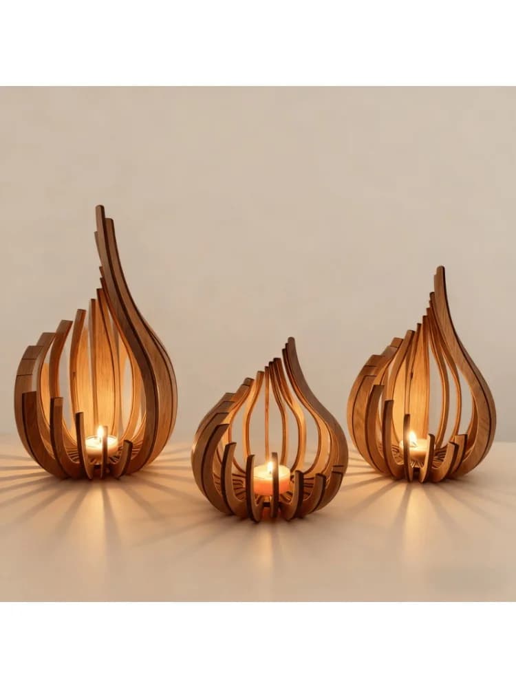 Kunstwerk Stroomlijnen Houten DIY Handgemaakte Kaarshouder Decoratie Ornament Kaarshouder, Creëer een warme sfeer