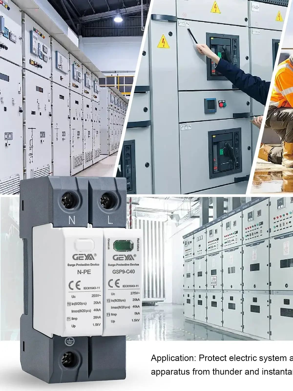 GEYA AC DC SPD Overspanningsbeveiliging Laagspanningsbeveiliging Huis 1/2/3/4-polige overspanningsbeveiliging DC 600V 1000V 40KA
