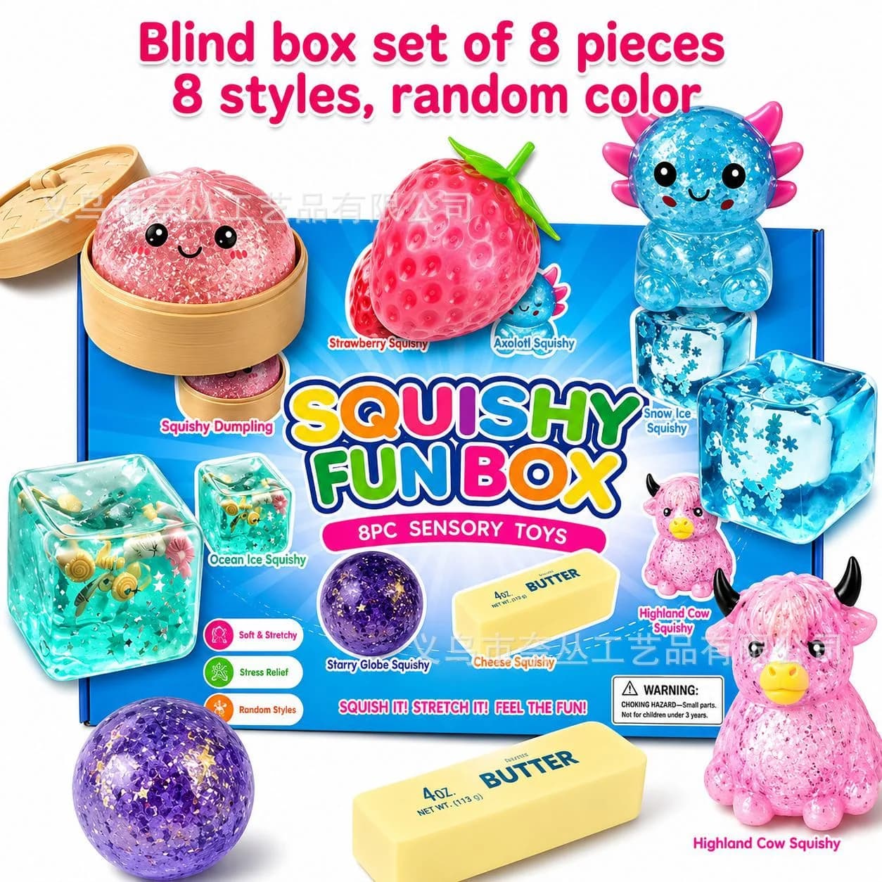 Willekeurige Kleur 8st/doos TPR Maltose-gevulde Squishy Speelgoed, Langzaam Stijgende Stressverlichtende Sensorische Fidget Decompressie Blind Box