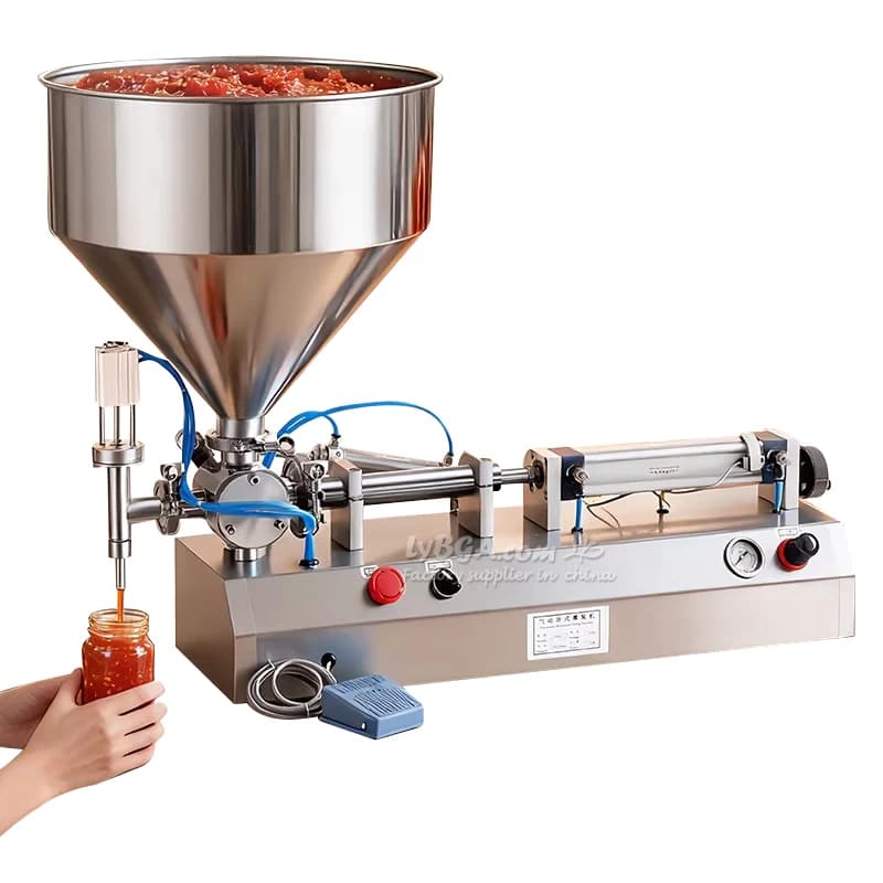 Semi-automatische vulmachine, tafelmodel pasta-vuller, kwantitatieve vulling tot 20/30L, reinigingsfunctie voor verpakkingsapparatuur