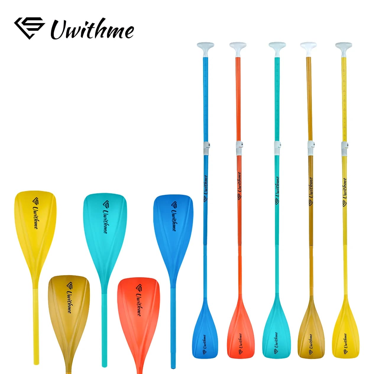 Verstelbare SUP-peddel van aluminiumlegering, 3/4 delen, met lichtgewicht nylon blad, geschikt voor paddleboards, kajaks, watersporten en tochten