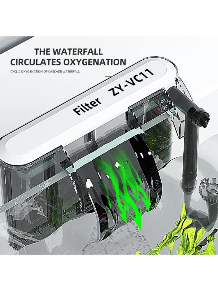 3/4/5/6W Wandmontage Aquariumfilter Watervalfilter voor kleine aquariumfilterapparatuur met filtermedia en circulatie