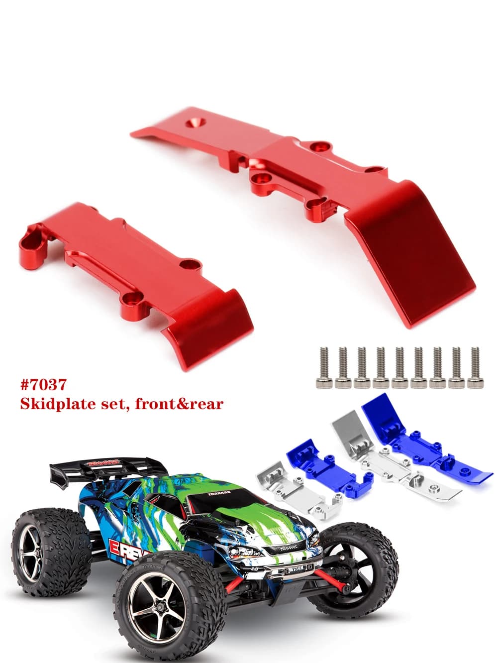1Set Aluminium #7037 Voor & Achter Skidplate Set Voor Rc Auto 1/16 Traxxas E-Revo 71054 vxl Slash 4WD 70054 Summit 72054