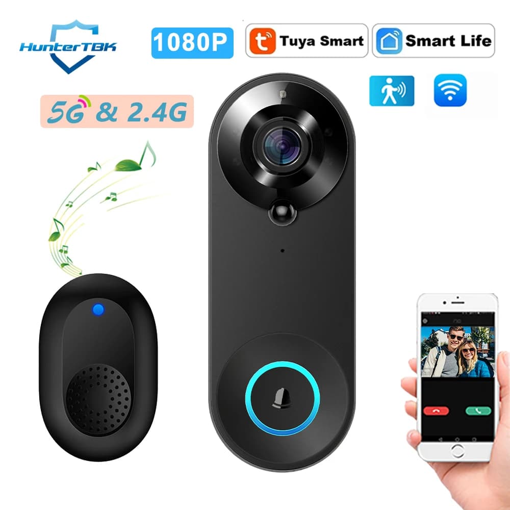 5G 2.4G WiFi Video Deurbel 1080P Draadloze Camera Deurbel Tuya Smart Home Security Bewegingsdetectie Nachtzicht rinkelende bel
