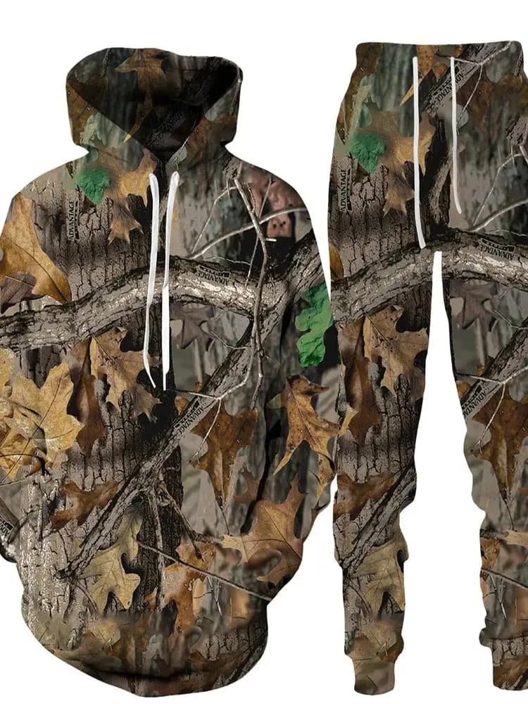 Camouflage Jacht Dier 3D Print Hoodie Sweatshirt Heren Trainingspak 2-delige set Sportkleding Heren Dames Unisex Kledingpak