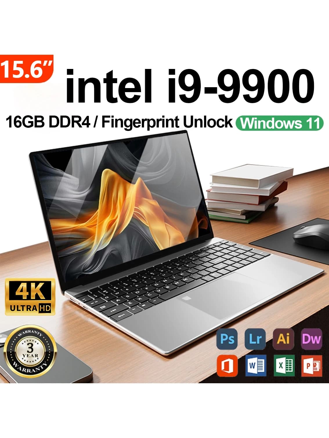 Nieuwe Office Laptop Intel Core i9 9900 15,6 inch 4K HD Scherm Windows 11 16GB RAM 1TB SSD Draagbare Slanke Laptops PC Gamer Computer